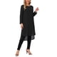 thumbnail image 2 of INSPIRE CHIC Blusas de Mujer con Cuello Redondo de Chifón, Camisas Asimétricas Sueltas de Manga Larga con Abertura Lateral, Tallas Grandes, Color Negro, 2 of 6