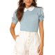thumbnail image 1 of INSPIRE CHIC Blusa Vintage de Mujer para Regreso a Clases con Cuello Peter Pan en Contraste y Mangas Cortas Abullonadas L Azul, 1 of 7