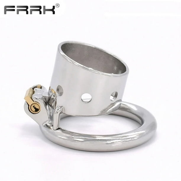 FRRK Small Penis Rings Stainless Steel Male Chastity Cage Sexual Wellness Bondage Cock Belt Lock Devices BDSM Sex Toys for Men