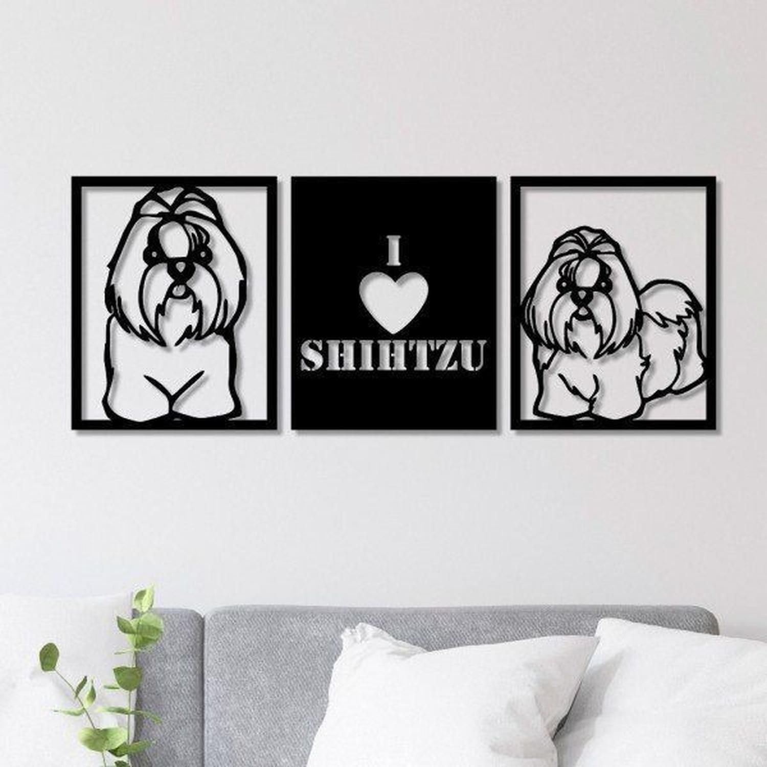 Genérico - Cuadro Decorativo Figura Perro Shihtzu En Madera Mdf 3mm