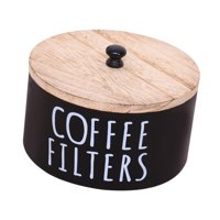 Magideal - Portafiltros De Café Para Mostrador, De Madera, Estilo Rústico, Con Tapa, Accesorio Para Barra De Café, Decoración Rústica, Contenedor Para Filtros De