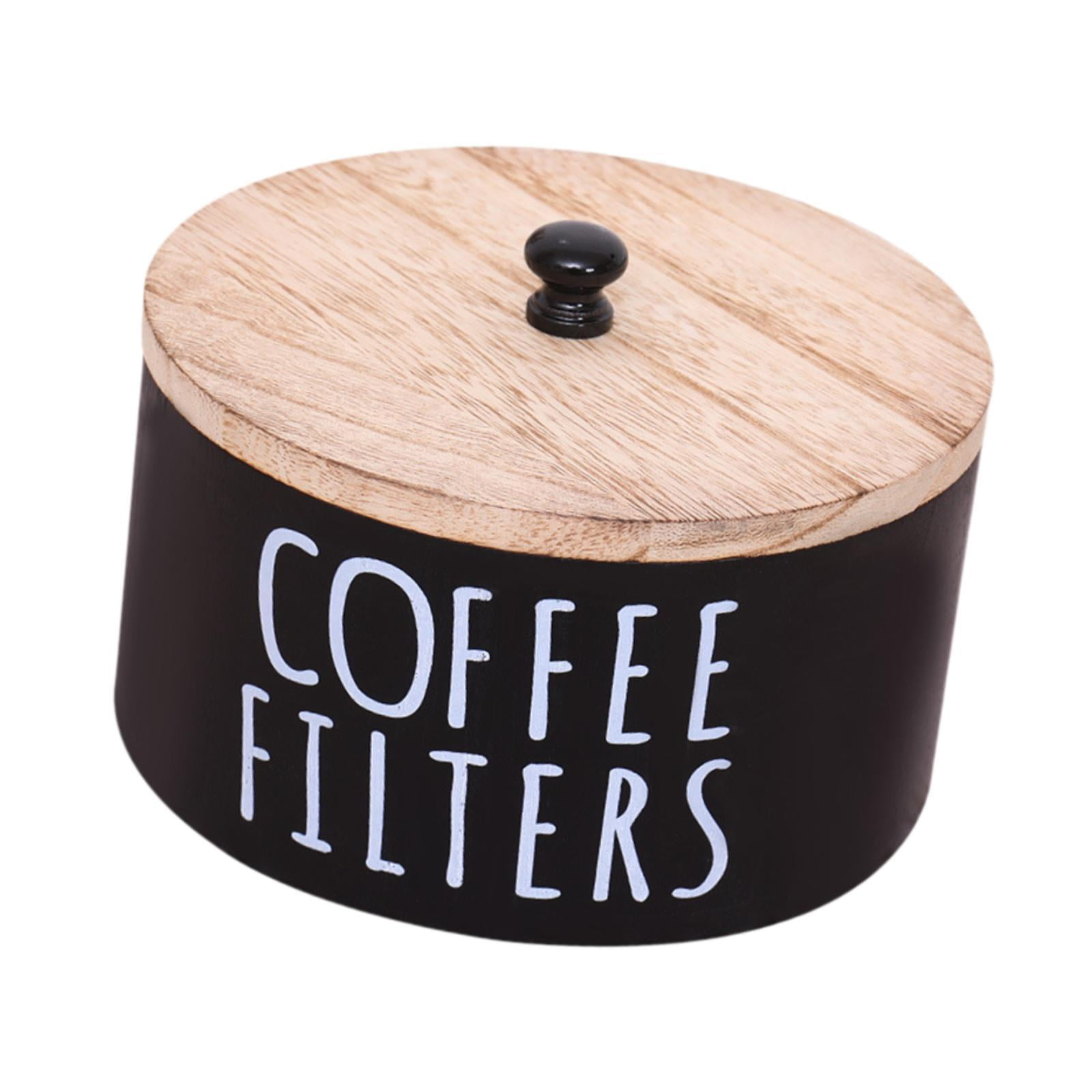 Magideal - Portafiltros De Café Para Mostrador, De Madera, Estilo Rústico, Con Tapa, Accesorio Para Barra De Café, Decoración Rústica, Contenedor Para Filtros De