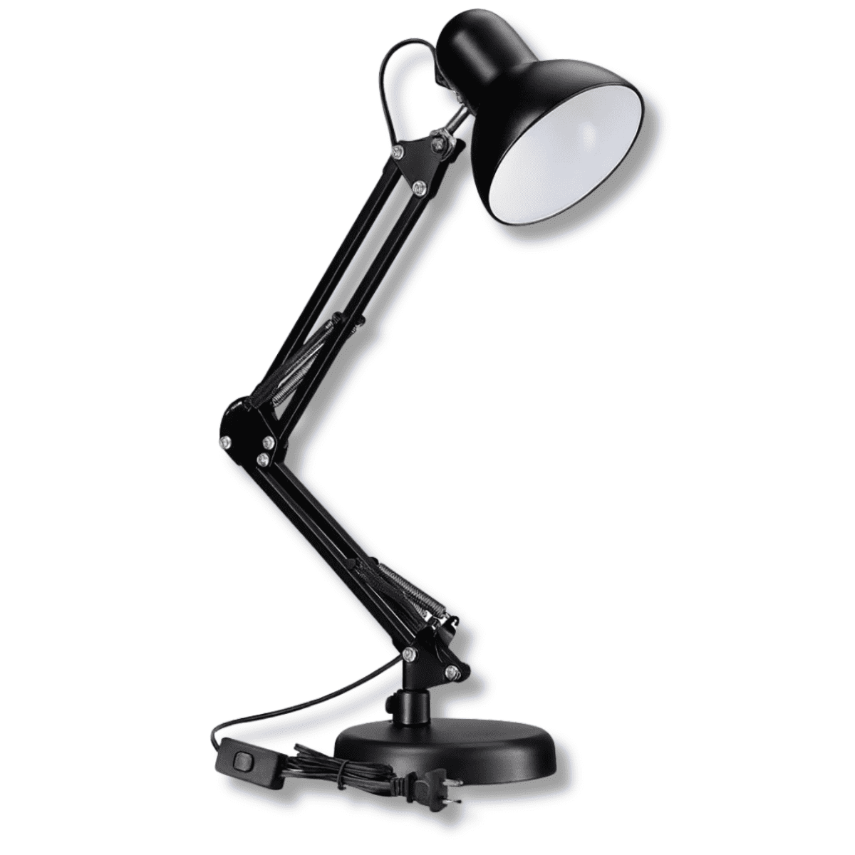 Genérico - Lámpara De Escritorio Negro Metal Brazo Ajustable Soporte Dual