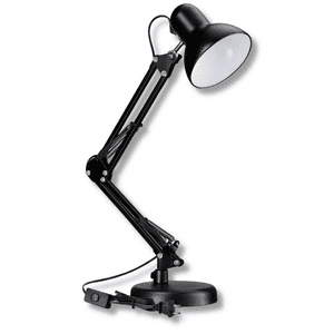 Genérico - Lámpara De Escritorio Negro Metal Brazo Ajustable Soporte Dual