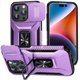 thumbnail image 1 of Funda Armada para iPhone 15 Pro con Tapa Deslizante y Soporte Magnético Giratorio Morado, 1 of 5
