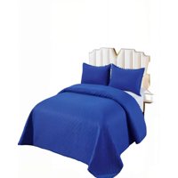 Genérico - Cubrecama De Verano Unicolor Con Pompon 2P Color Azul Oscuro