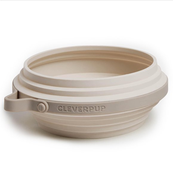 Cuenco Plegable para Perro Cleverpup Nomad Grande 1,2 L Arena (Silicona)