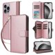 thumbnail image 4 of Funda Cartera con Cremallera y Correa para iPhone 16 Pro Max Soporte y Tarjetero Oro rosa, 4 of 6