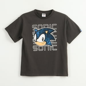 Polera Manga Corta Niño Gris Face Lentejuelas Sonic