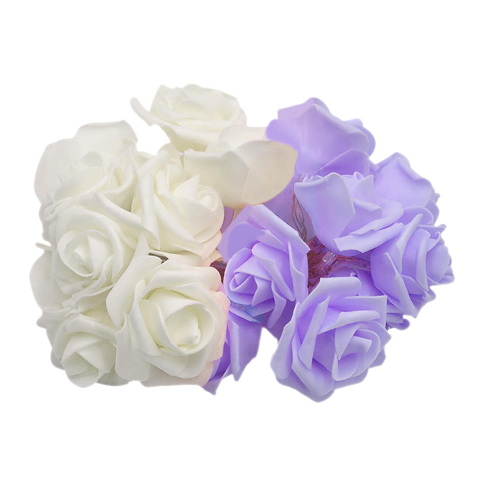 Magideal - Cadena De 20 Luces Led De Flores Románticas, Lámparas Coloridas Para Interiores Y Exteriores, Luces Led De Flores Rosas Para Decoración De Habitación, , Violeta Blanco