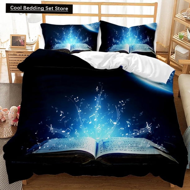 x1917 Bed SheetsBook Duvet Cover Set Sheet Music Beating Notes Music Twin Polyester Bedding Set Pillowcase Kids Boys Girl Size 3-Piece Bedding Set (1 Duvet Cover + 2 Pillow Shams) nj1917