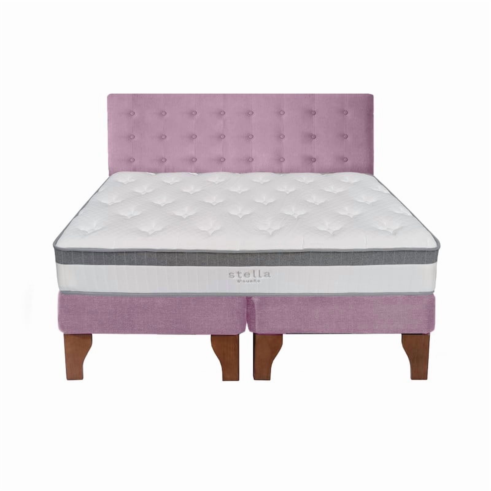 5° Sueño - Cama Europea Stella 2 Plazas + Respaldo Capitoné Madera Rosada