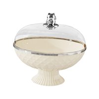 Bothyi - Cesta De Frutas Con Pedestal Y Tapa Redonda Extraíble Para Encimera Versátil Color Crema