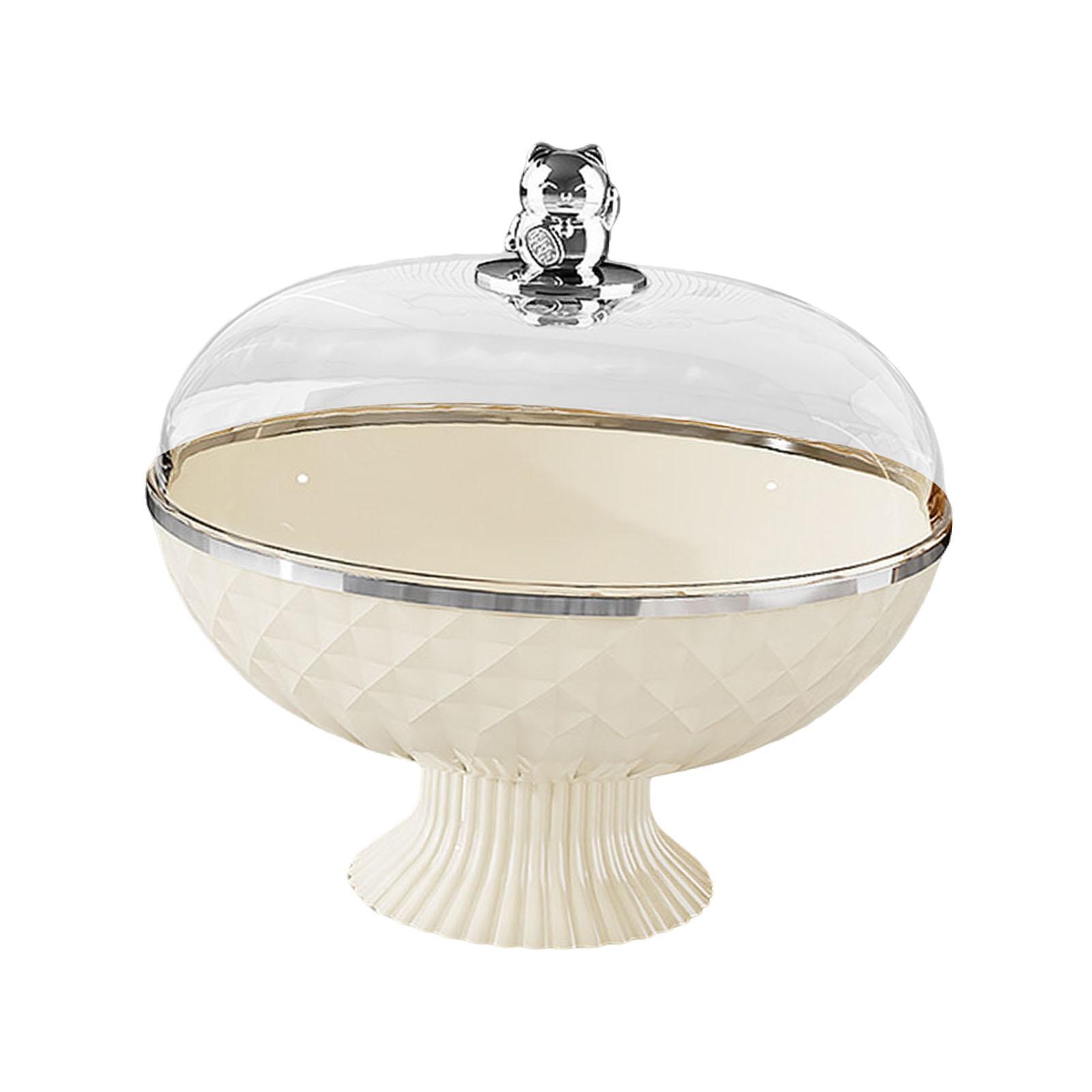 Bothyi - Cesta De Frutas Con Pedestal Y Tapa Redonda Extraíble Para Encimera Versátil Color Crema