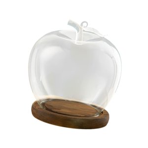 Magideal - Cúpula De Vidrio Transparente Con Base De Madera, Artesanía Floral Decorativa De Bricolaje, Exhibición De Mesa, Diámetro 3.5 Pulgadas, Para Decoración Café