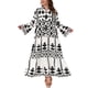 thumbnail image 2 of Agnes Orinda Disfraces de Halloween para Mujer Tallas Grandes Vestido Bohemio Patrón Geométrico Suelto con Botones Mangas Acampanadas Largas en Capas Casual de Otoño Línea A Vestido Maxi 4X Negro, 2 of 6