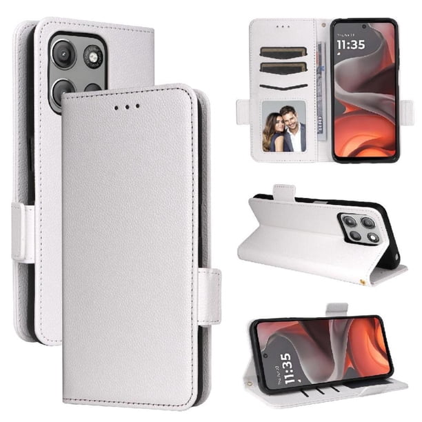 Funda Cartera para Motorola MOTO G15 Power 4G Tapa Flip con Ranuras y Soporte Blanco