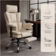 thumbnail image 2 of Silla Oficina Ejecutiva Ergonómica Reclinable Con Reposapiés Crema Cuero Sintético, 2 of 8