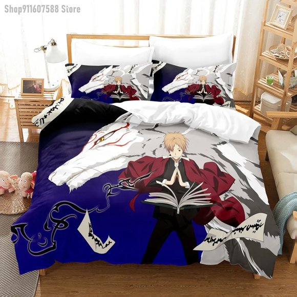 Takashi Natsume Bedding Set Natsume's Book of Friends Duvet Cover Double with Pillowcase for Teens Adults