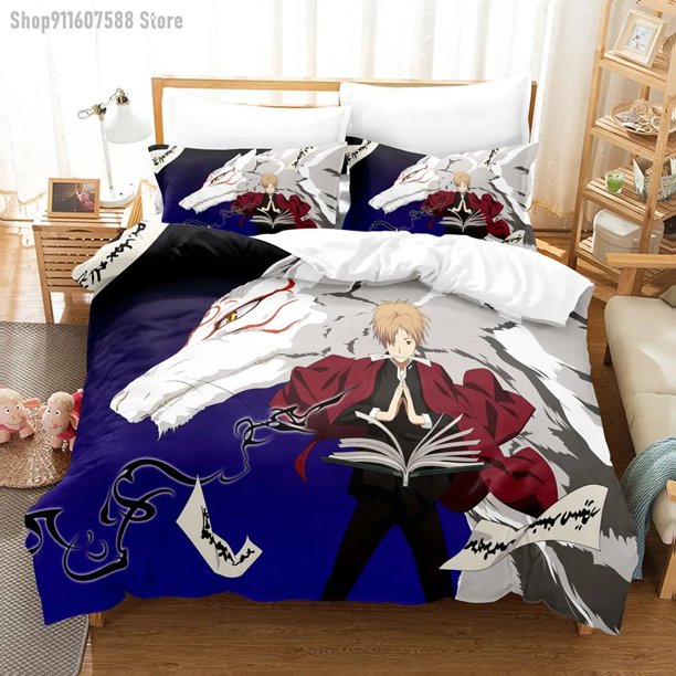 Takashi Natsume Bedding Set Natsume's Book of Friends Duvet Cover Double with Pillowcase for Teens Adults