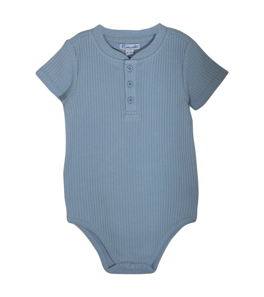 Pumucki - Body Acanalado Celeste Talla 18-24 Meses