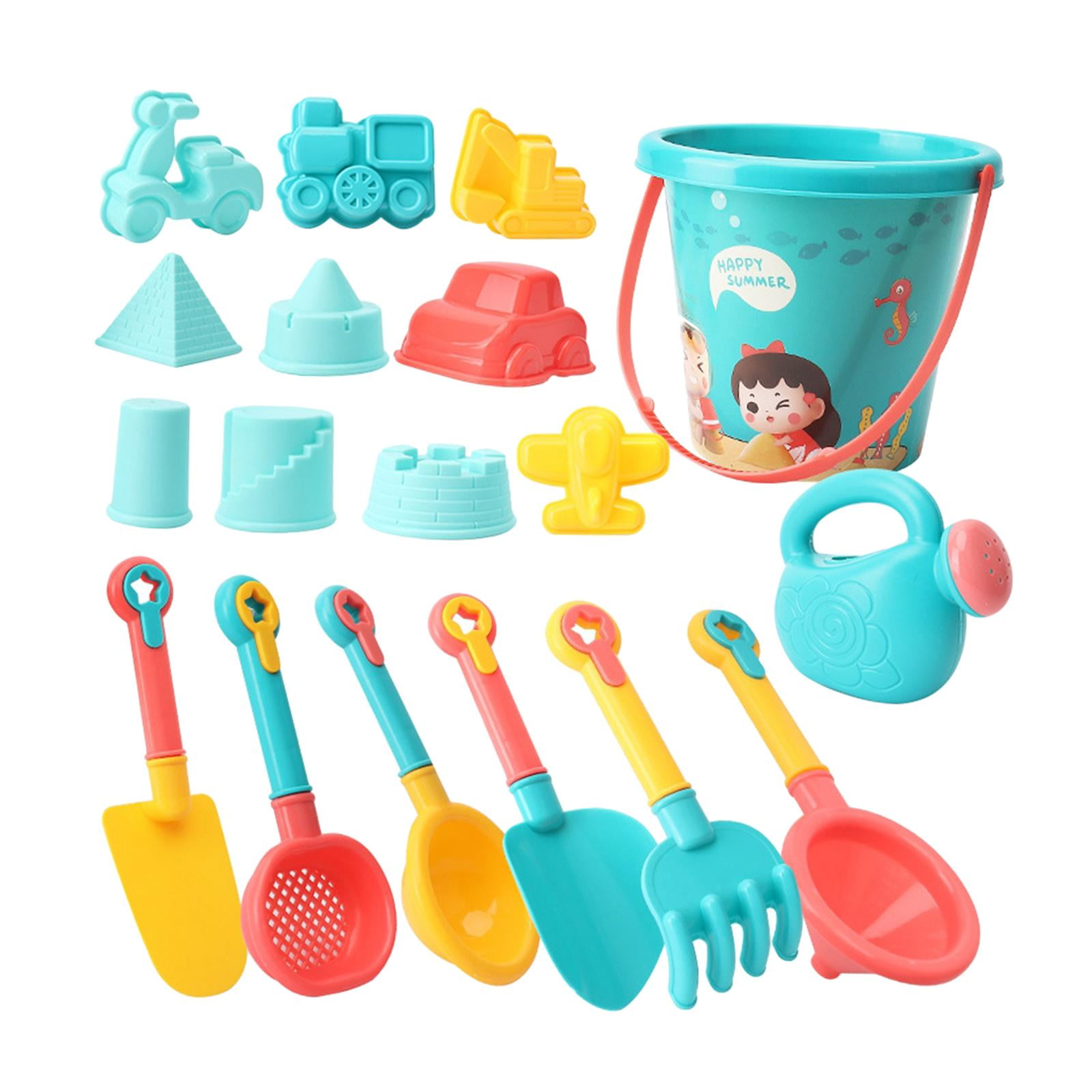 Magideal - Juguete De Arena De Playa De 18 Piezas Con Cubo De Playa Incluye Vehículos, Castillos, Pala, Regadera Bañera Juguetes De Agua Juguete De Baño Flotante