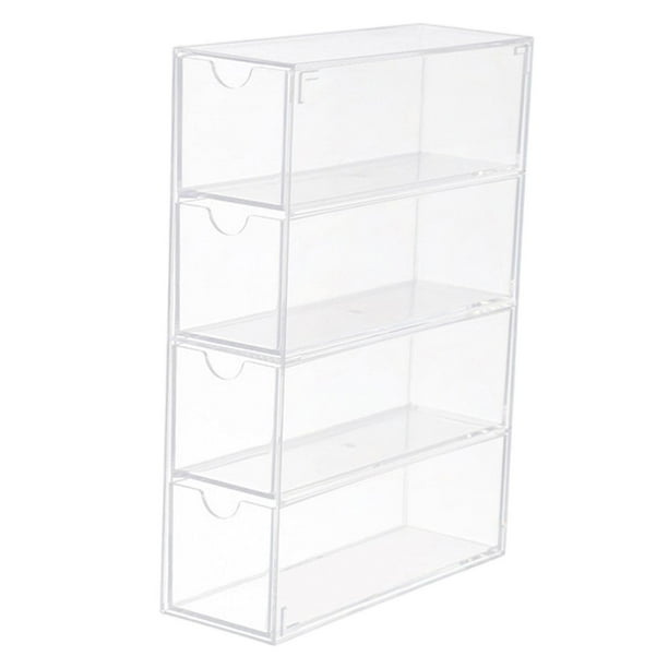 Organizador de maquillaje, 4 cajones, soporte acrílico, bandeja, contenedor, estante de escritorio cosmético para pintalabios, gafas para