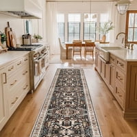 Alfombra Kitchen Runner Ruugme, Lavable, 2 X 10 Pies, Negra