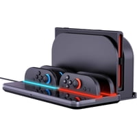 Genérico - Estación De Carga Y Almacenamiento Para Switch 2 Y Joy Con, Soporte Cargador 4 En 1 Con 8 Ranuras Para Tarjetas De Juego, Diseño Plegable Y Portátil, Carga 4 Joy Con Simultáneamente Con Indicador Led