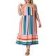 thumbnail image 1 of Vestido de Rayas Ajustable de Verano para Playa Maxi Cami de Talla Grande para Mujer de Agnes Orinda 4X Verde Rosa, 1 of 5
