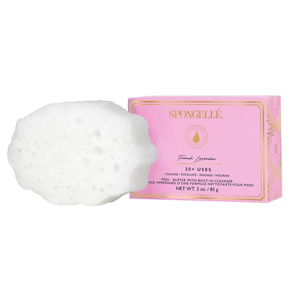 Pedi Buffer SPONGELLÉ 30+ utiliza guantes y paños de baño, color lavanda