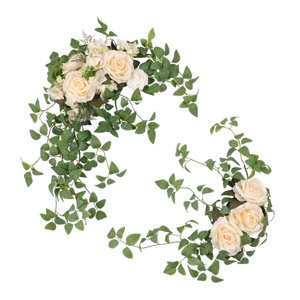 Magideal - 2 Piezas De Arco De Flores Para Boda, Decoración De Fondo, Arreglos Creativos, Colgador De Flores Artificiales, Decoración Para Recepción En Interiore Blanco