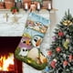 thumbnail image 1 of Roca Puffin Tema: Calcetines de Navidad, fino lino blanco para colgar en escaleras y chimenea, decoración navideña para el hogar, regalo de Navidad. 45cm × 32cm, 1 of 5