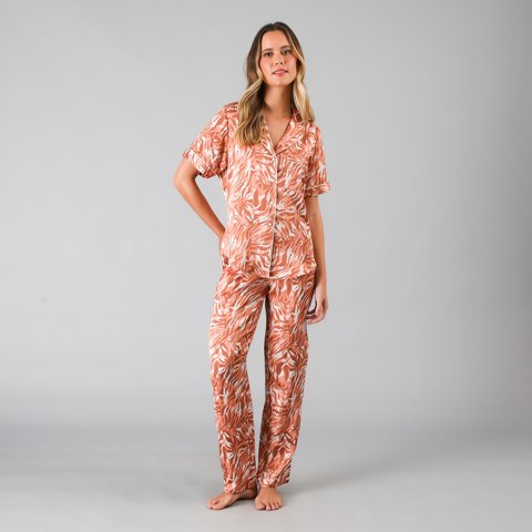 Set Camisero + Pantalon Satin Print Flores Mujer 33824-245