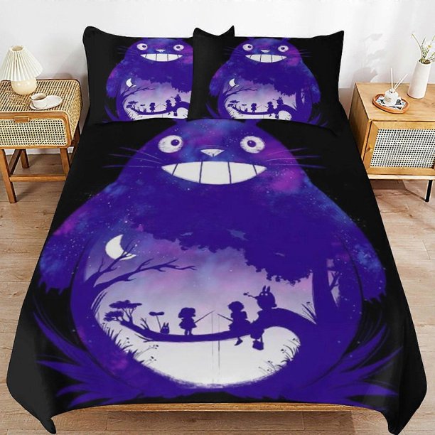 My Neighbor Totoro Bed Duvet Cover Microfiber Bedding Se3D Printed Lightweight3 Piece Comforter Se,