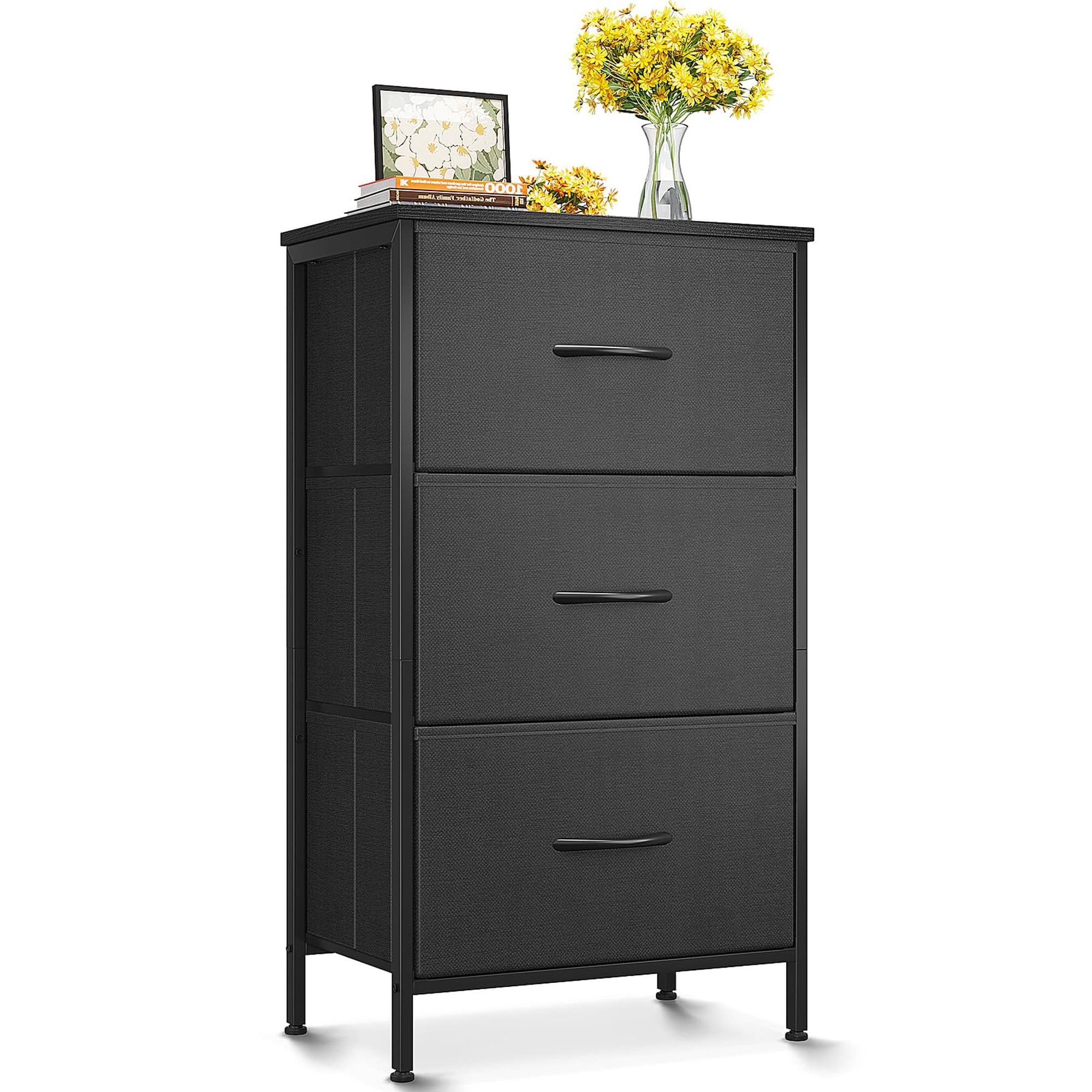 Tocador Dresser Aodk Para Dormitorio, Mesita De Noche, Tamaño Pequeño, Color Negro