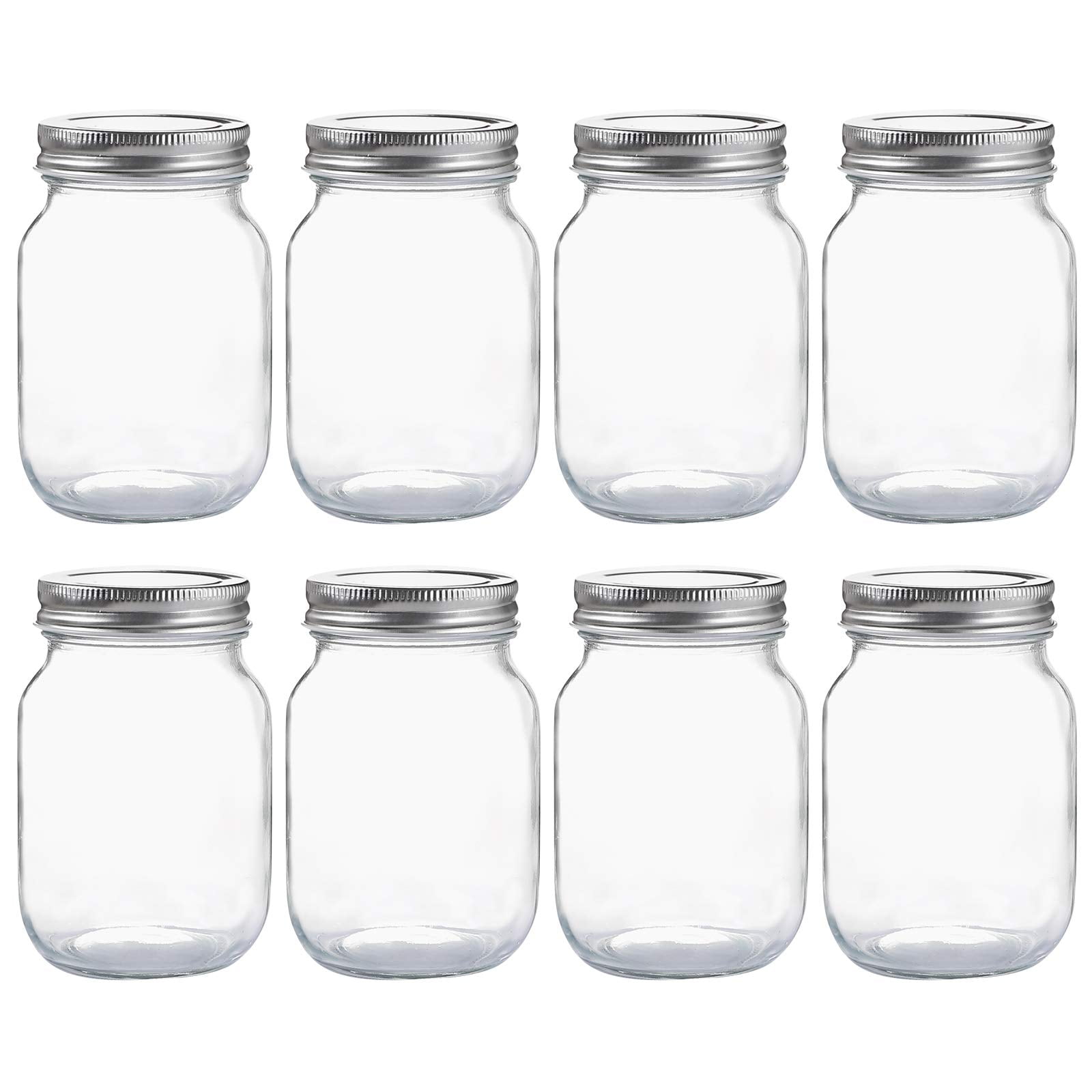 Frascos Para Conservas Yingerhuan De Vidrio De Boca Regular, 480 Ml (paquete De 8)