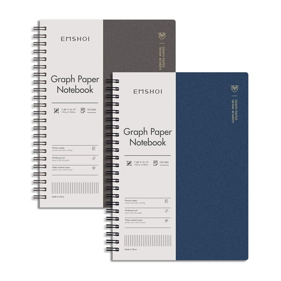 Cuaderno EMSHOI, papel cuadriculado B5, 320 páginas, 100 g/m², paquete de 2