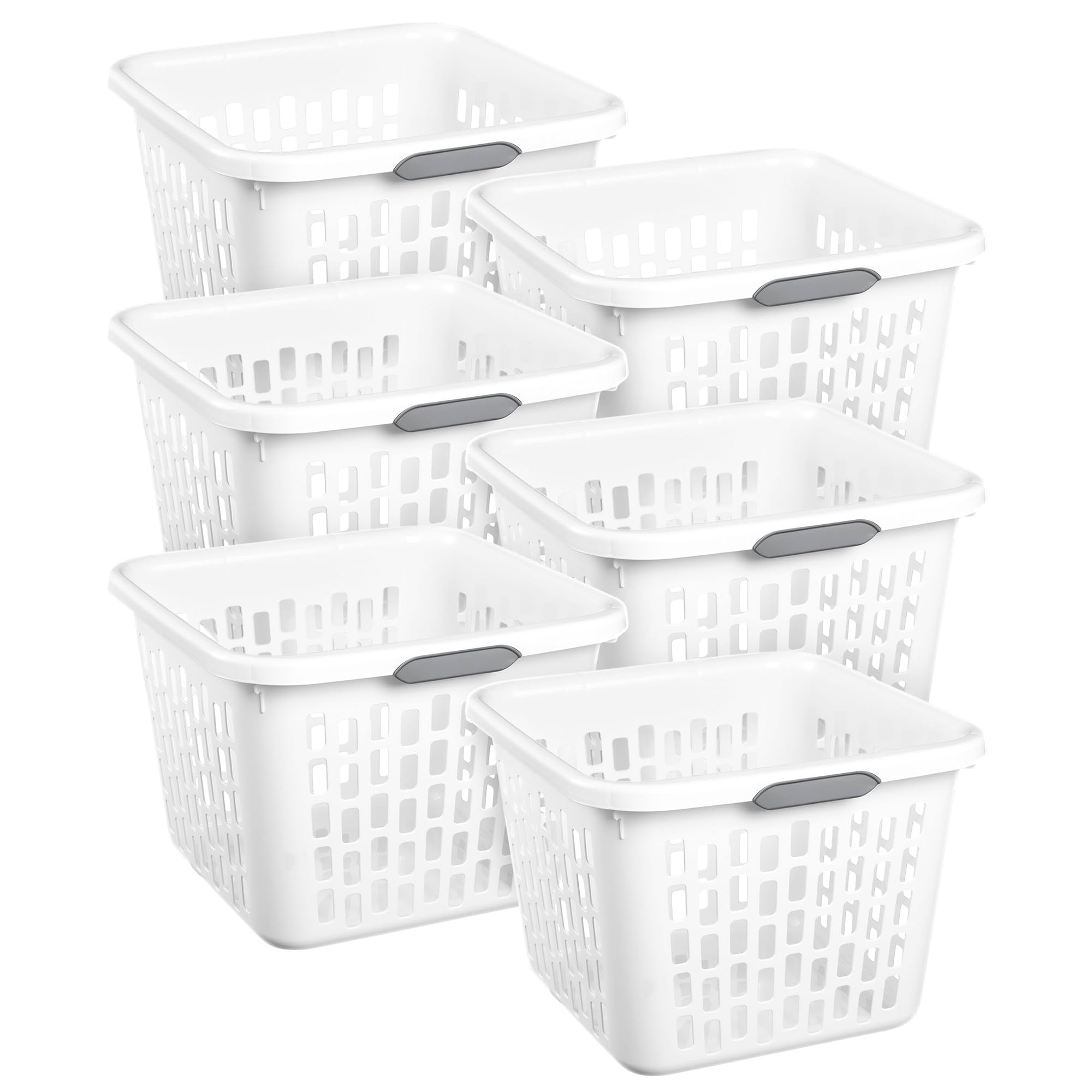 Cesta De Lavandería Sterilite Cuadrada De Plástico Blanco, 1,4 L, 6 Unidades
