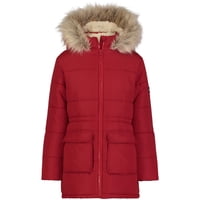 Chaqueta Tommy Hilfiger Para Niñas, Acolchada, Larga Con Forro Polar, 4 Años, Color Chile