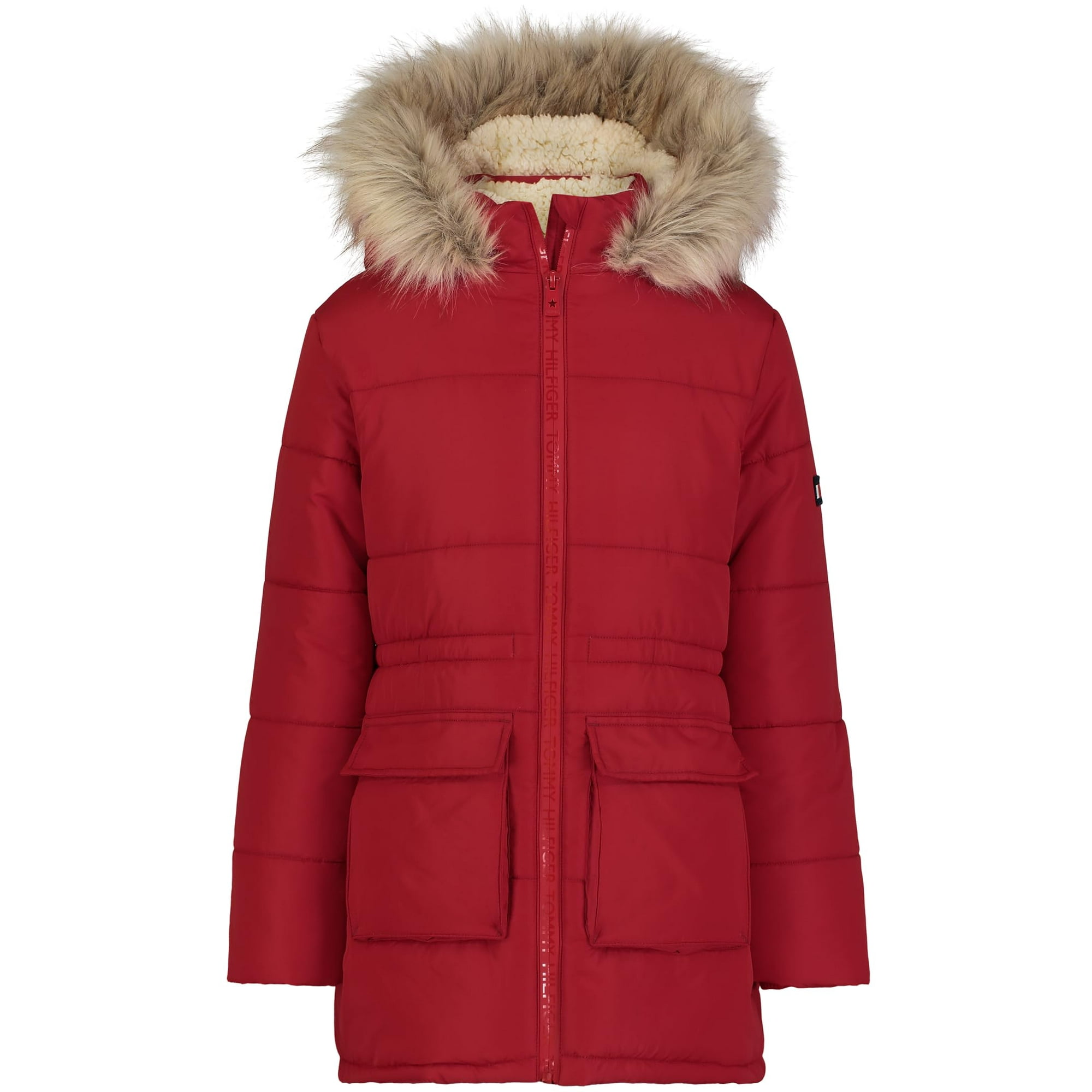 Chaqueta Tommy Hilfiger Para Niñas, Acolchada, Larga, Con Forro Polar, 7 Años