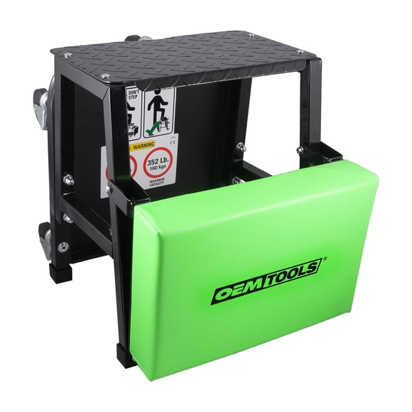 Taburete rodante OEMTOOLS 300 lb con asiento de vinilo y 5 ruedas giratorias