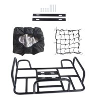 Ioensy - Portaequipajes Para Llevar Con Rejilla Trasera Para Bicicleta, Alforjas De Hierro Con Rejilla Trasera Para Bicicleta Y Cubierta Para Lluvia