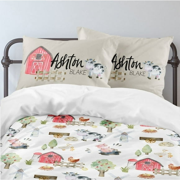 Juego De Cama Infantil Personalizado En La Granja Edredón O Funda Nórdica