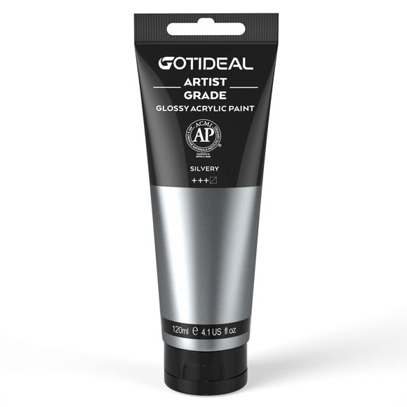 Pintura Acrílica Metálica GOTIDEAL Plateado 120 ml (Tubo)