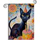 thumbnail image 1 of Fiesta del Gato Negro-bandera de jardín temática. Regalo perfecto para fans, amigos y familiares, ideal para actividades al aire libre y decoración de fiestas.28CM*45CM, 1 of 5