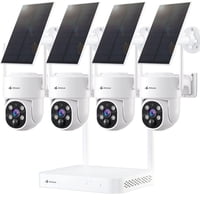 Cámaras De Seguridad Solares Kittyhok 2K Ultra Hd Pt, 4 Unidades Con Nvr