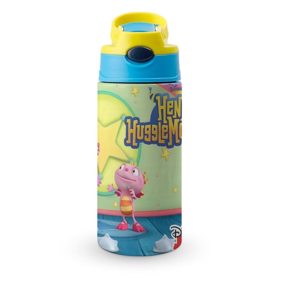 Henry Hugglemonster Botella de Agua con Tapa Pop Top de Un Toque, Acero Inoxidable, a Prueba de Fugas, para Deportes, Botella Infantil azul 12 oz