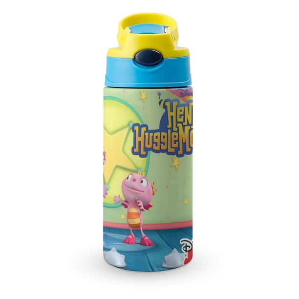 Henry Hugglemonster Botella de Agua con Tapa Pop Top de Un Toque, Acero Inoxidable, a Prueba de Fugas, para Deportes, Botella Infantil azul 12 oz
