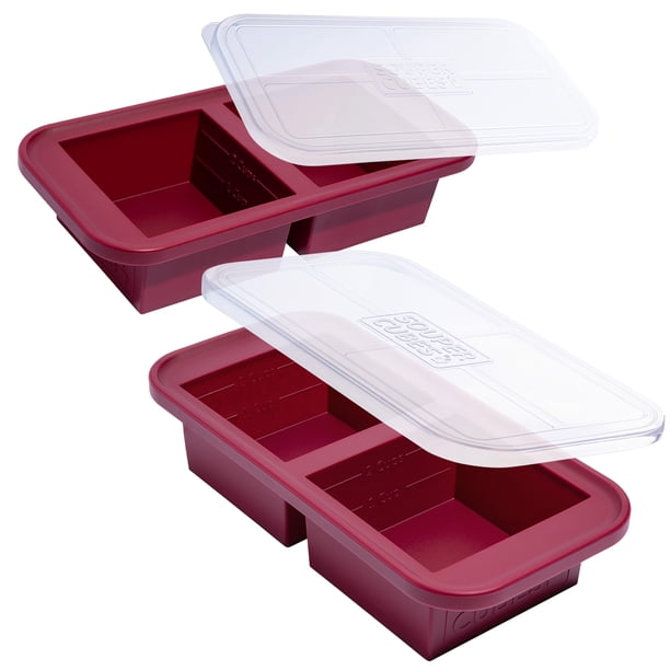Bandeja Para Congelador De Silicona De 500 Ml Con Tapa Paquete De 2 Unidades Color Arándano